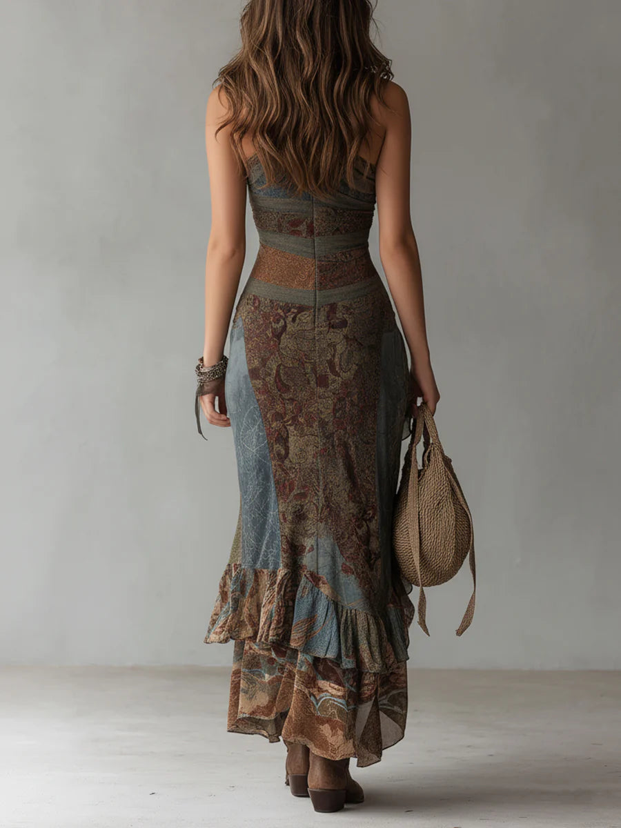 Nevara – De un hombro de viscosa vestido maxi