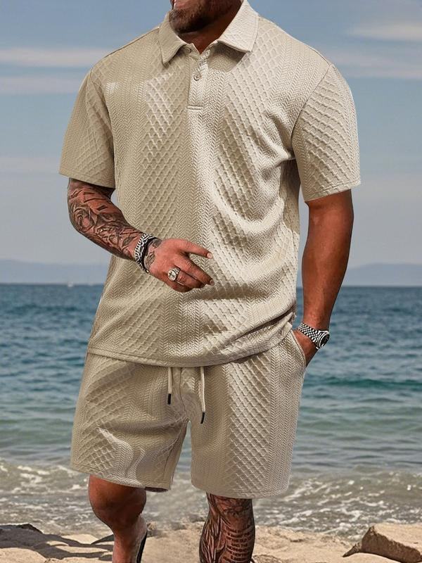 Varlo – conjunto de tela texturizada con polo y shorts