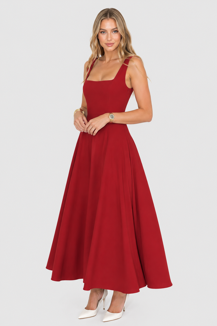 Kelara – Cuello cuadrado de punto vestido