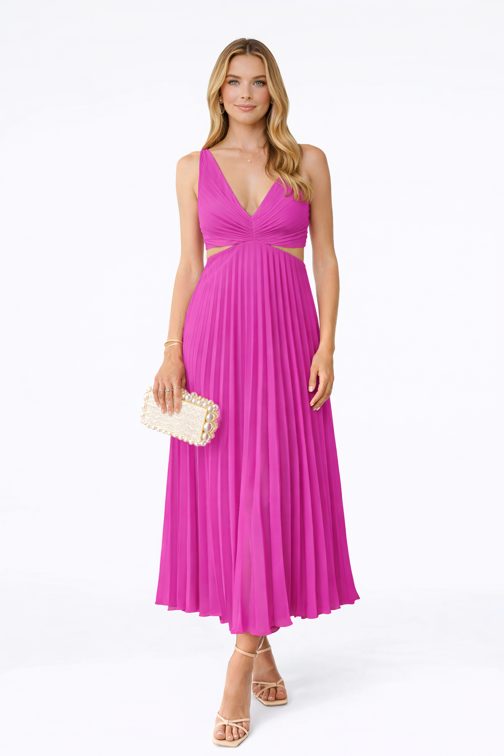 Virela – Maxi drapeado tejido plano vestido
