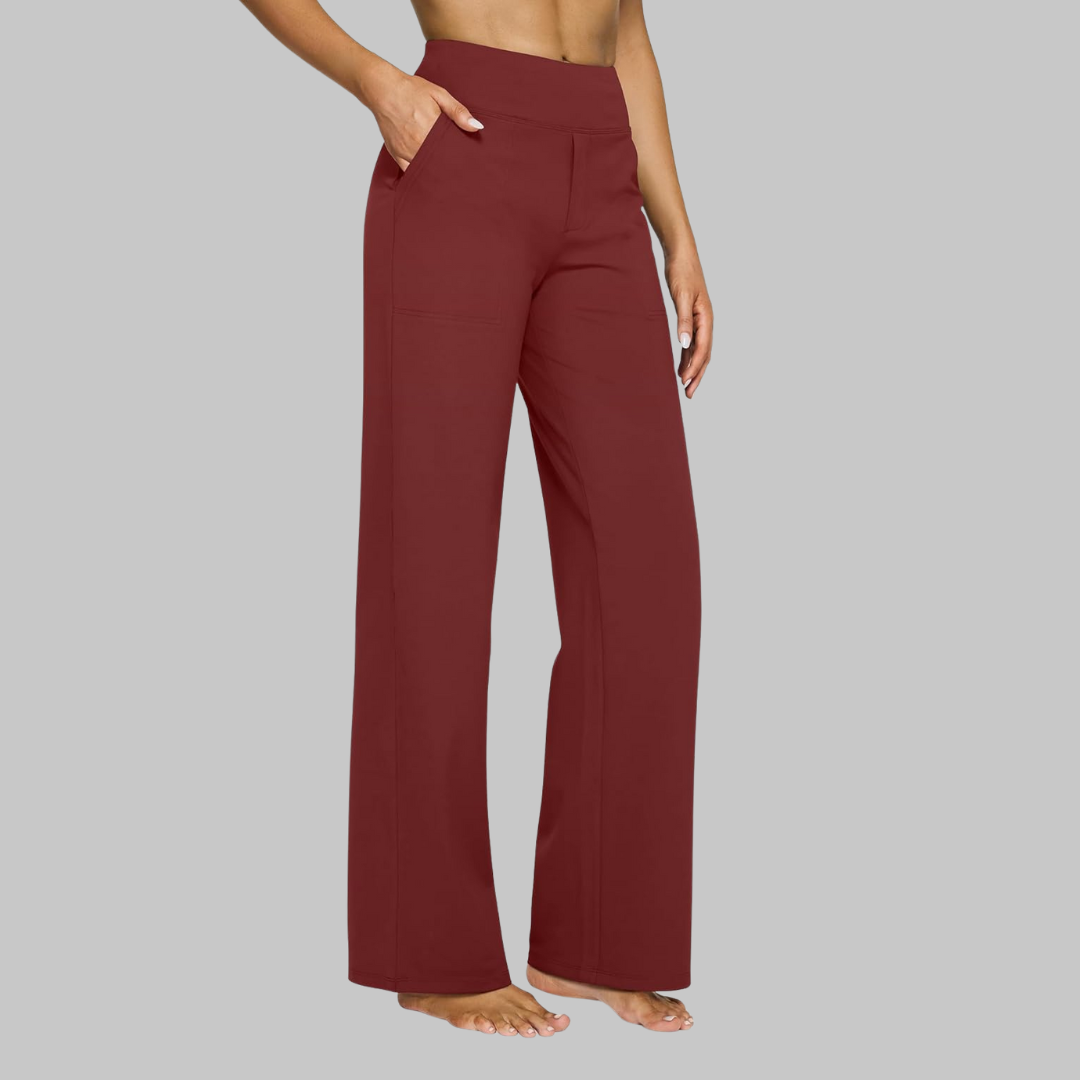 Rylena – Tiro alto, tejido elástico, pantalones