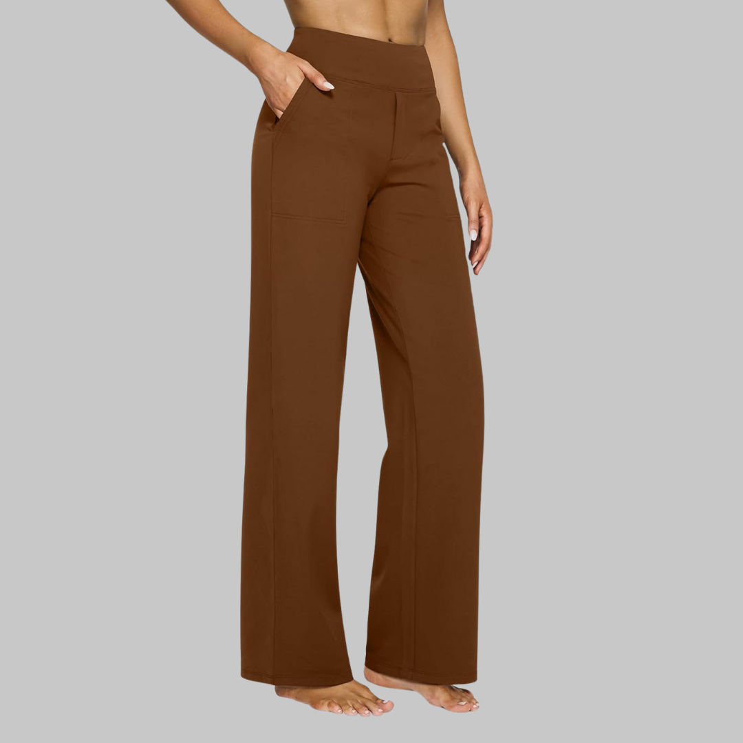 Rylena – Cintura alta en tejido elástico, pantalones