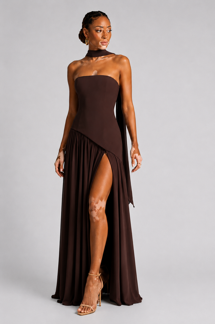 Eryla – Cuello halter, largo maxi, vestido