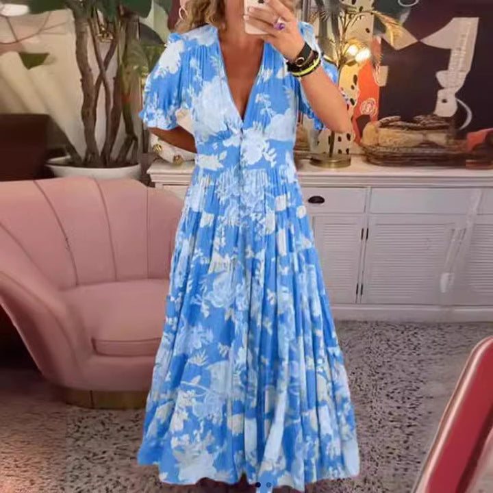 Avyra – Vestido con estampado floral y escote en V