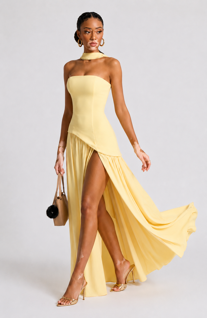 Eryla – Cuello halter, largo maxi, vestido
