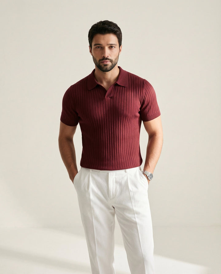 Con cuello alto de punto playera polo