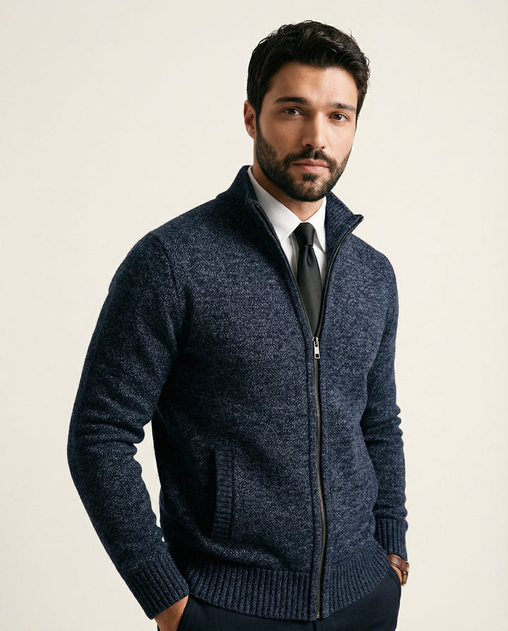 Cárdigan ajustado de merino y algodón