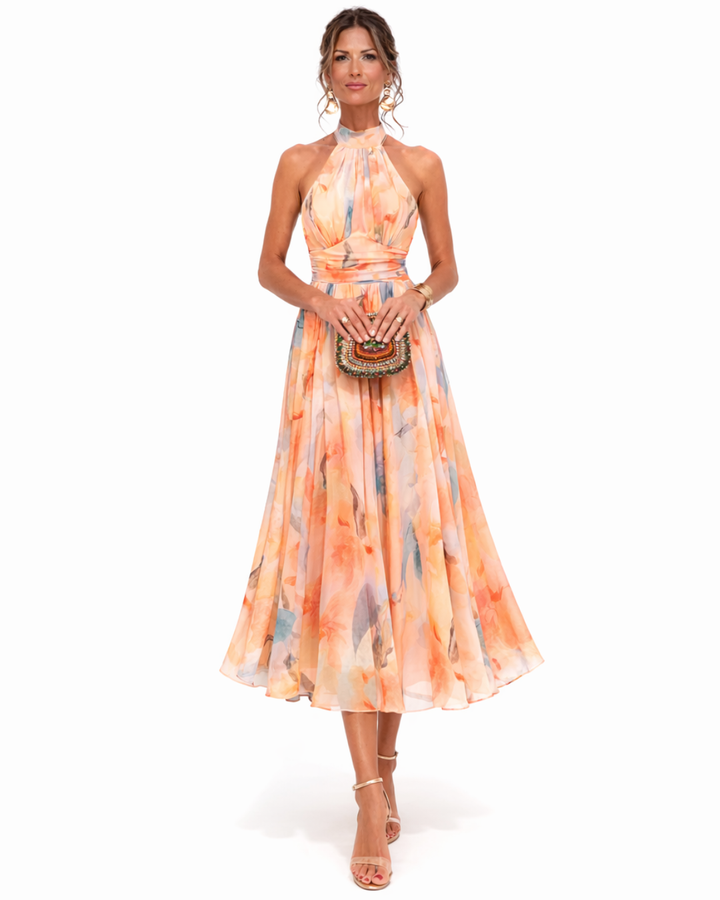 Vionne – Sin tirantes con estampado de acuarela vestido
