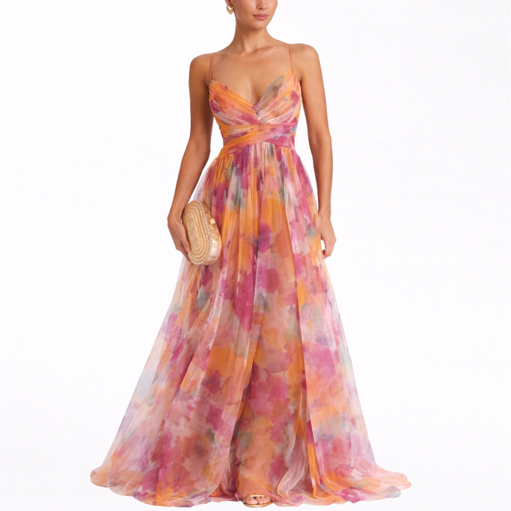 Sevira – corte imperio de gasa vestido maxi