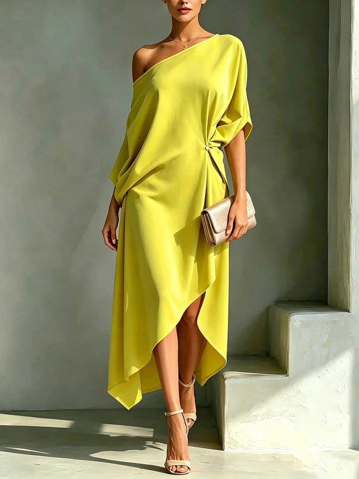 Elyra – De un solo hombro mezcla de algodón vestido