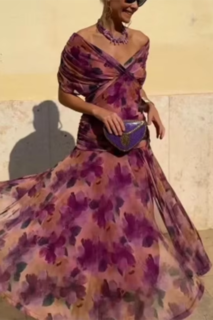 Veyla – Escote en V de punto, vestido maxi