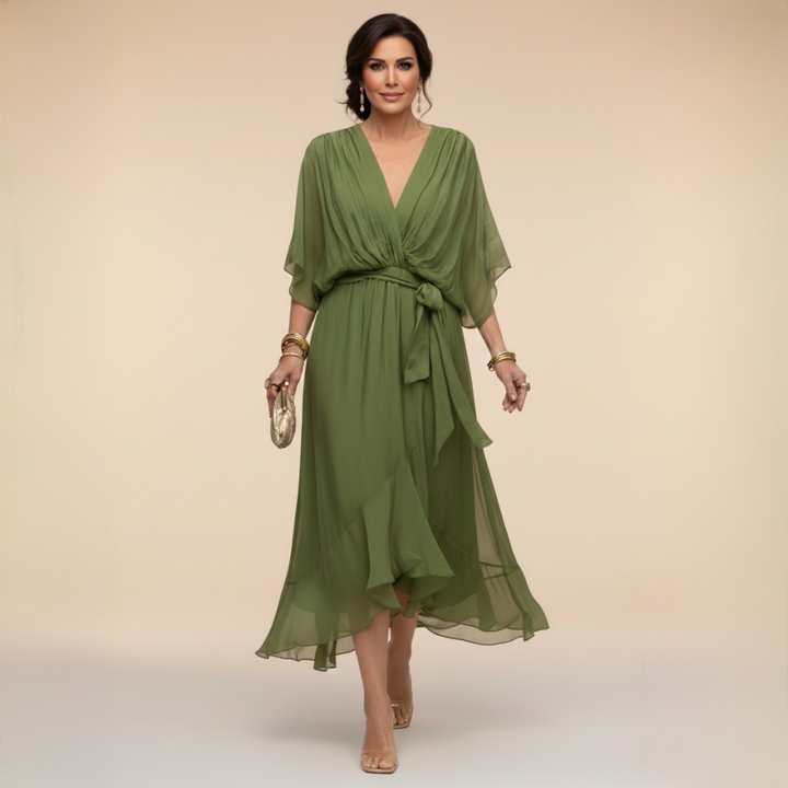 Nevaya – Vestido transparente con escote en V