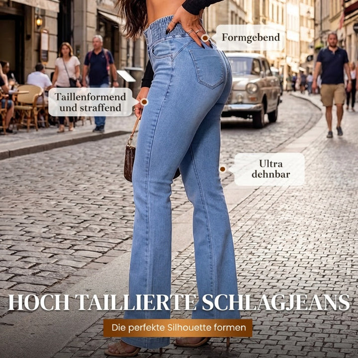Rilena – Elásticos de tiro alto y acampanados, de mezclilla, jeans