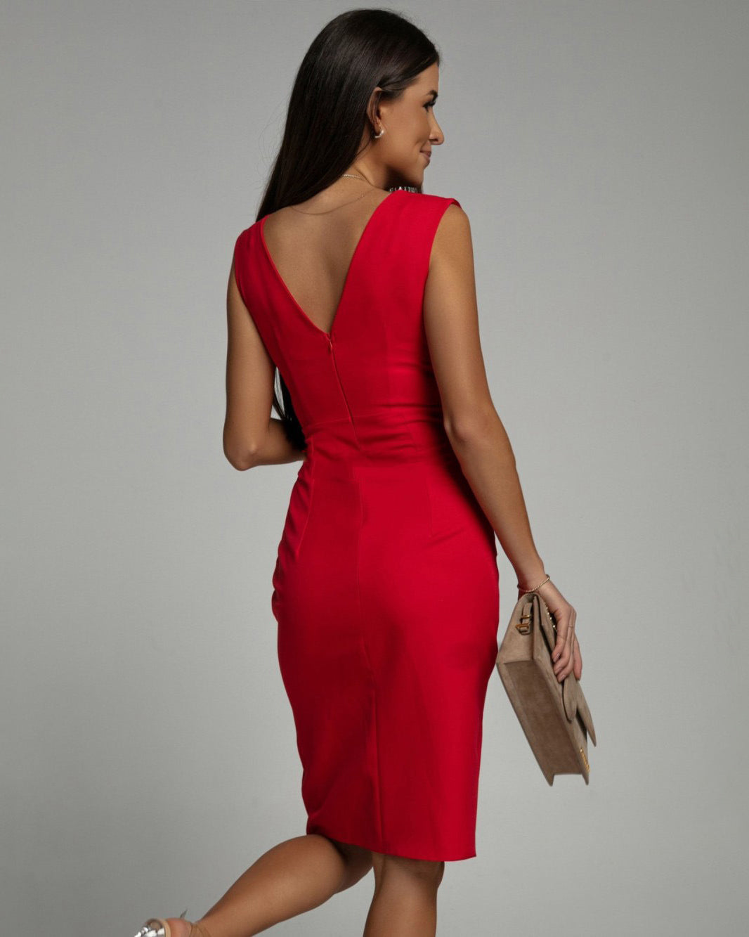Soreli – Drapeado de punto vestido midi