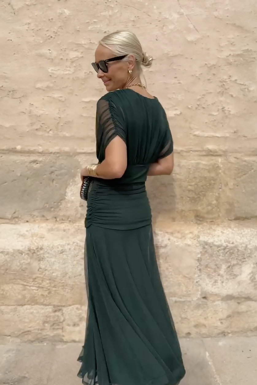 Veyla – Escote en V de punto vestido maxi