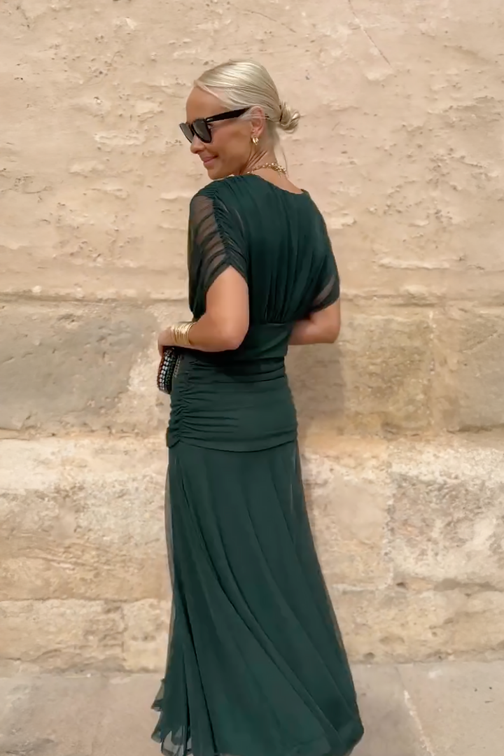 Veyla – Escote en V de punto, vestido maxi