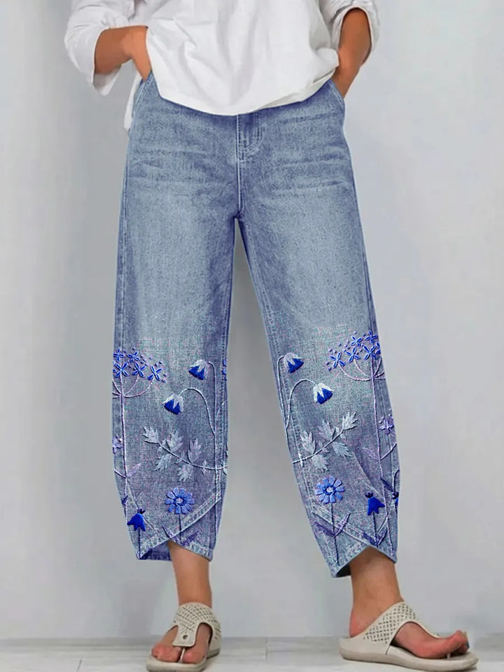 Anvera – Pantalones de algodón bordados