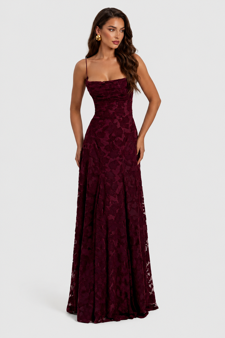 Nerila – Vestido de encaje floral en relieve