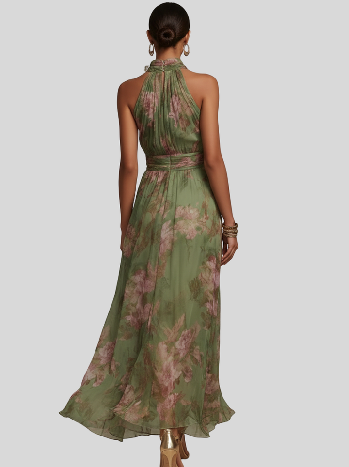Nivara – cuello halter con estampado floral, vestido