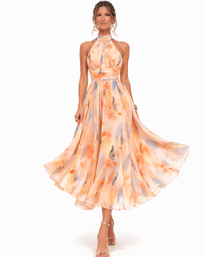 Vionne – Sin tirantes con estampado de acuarela vestido
