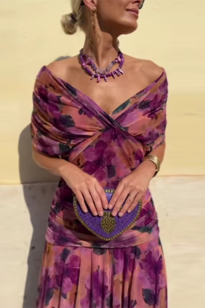 Veyla – Escote en V de punto vestido maxi