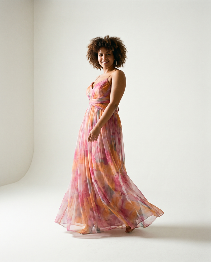 Maxi con cintura imperio de gasa vestido