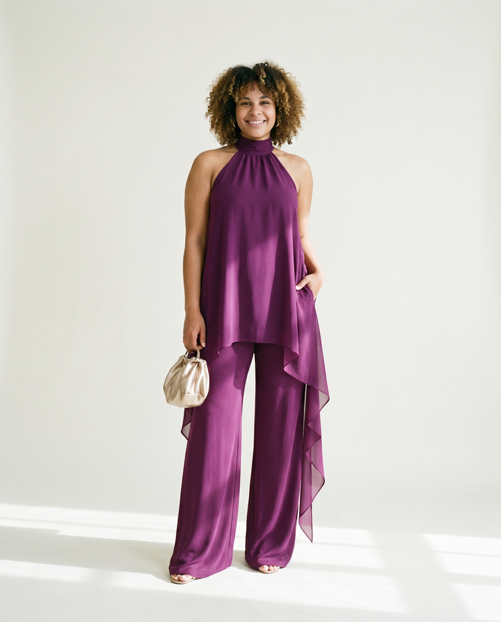 Conjunto de pantalón con cuello halter