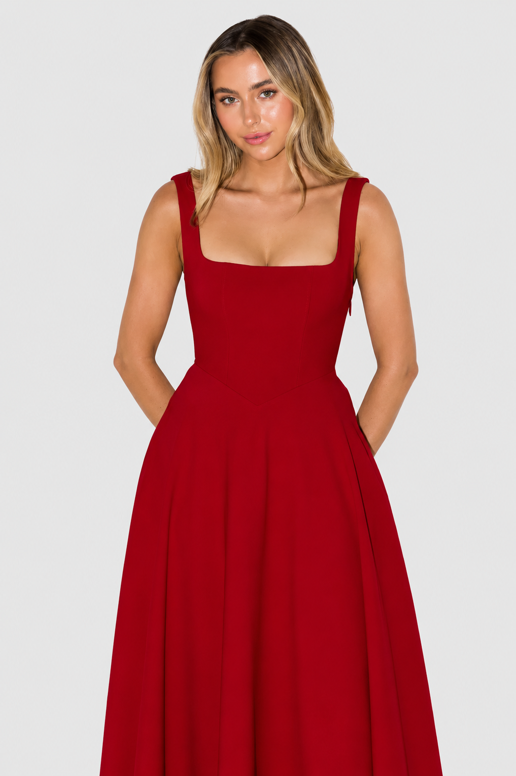 Kelara – Cuello cuadrado de punto vestido