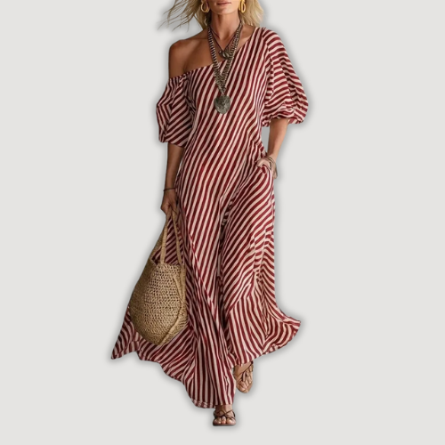 Avyra – Con hombros descubiertos, a rayas, vestido maxi