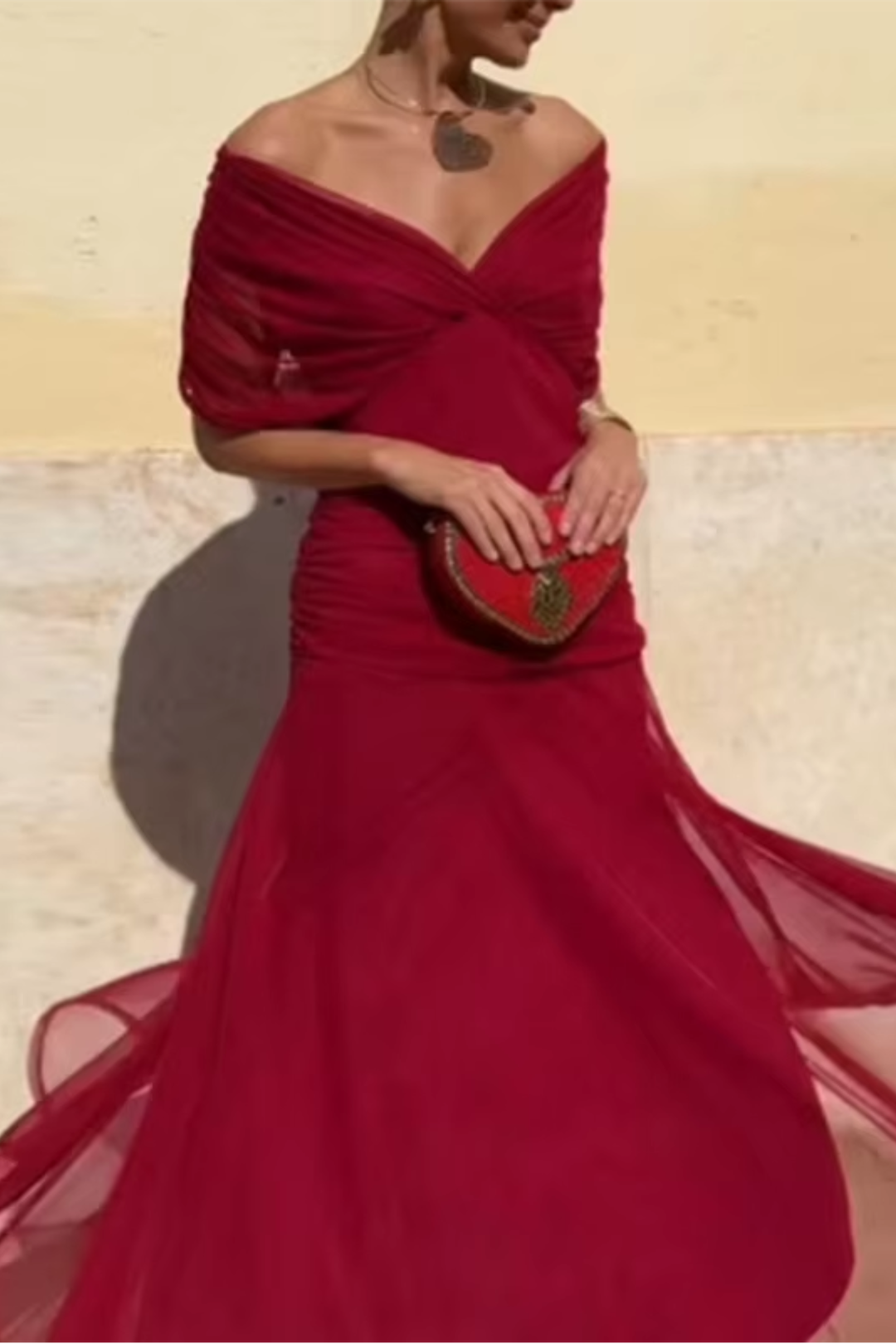 Veyla – Escote en V de punto vestido maxi