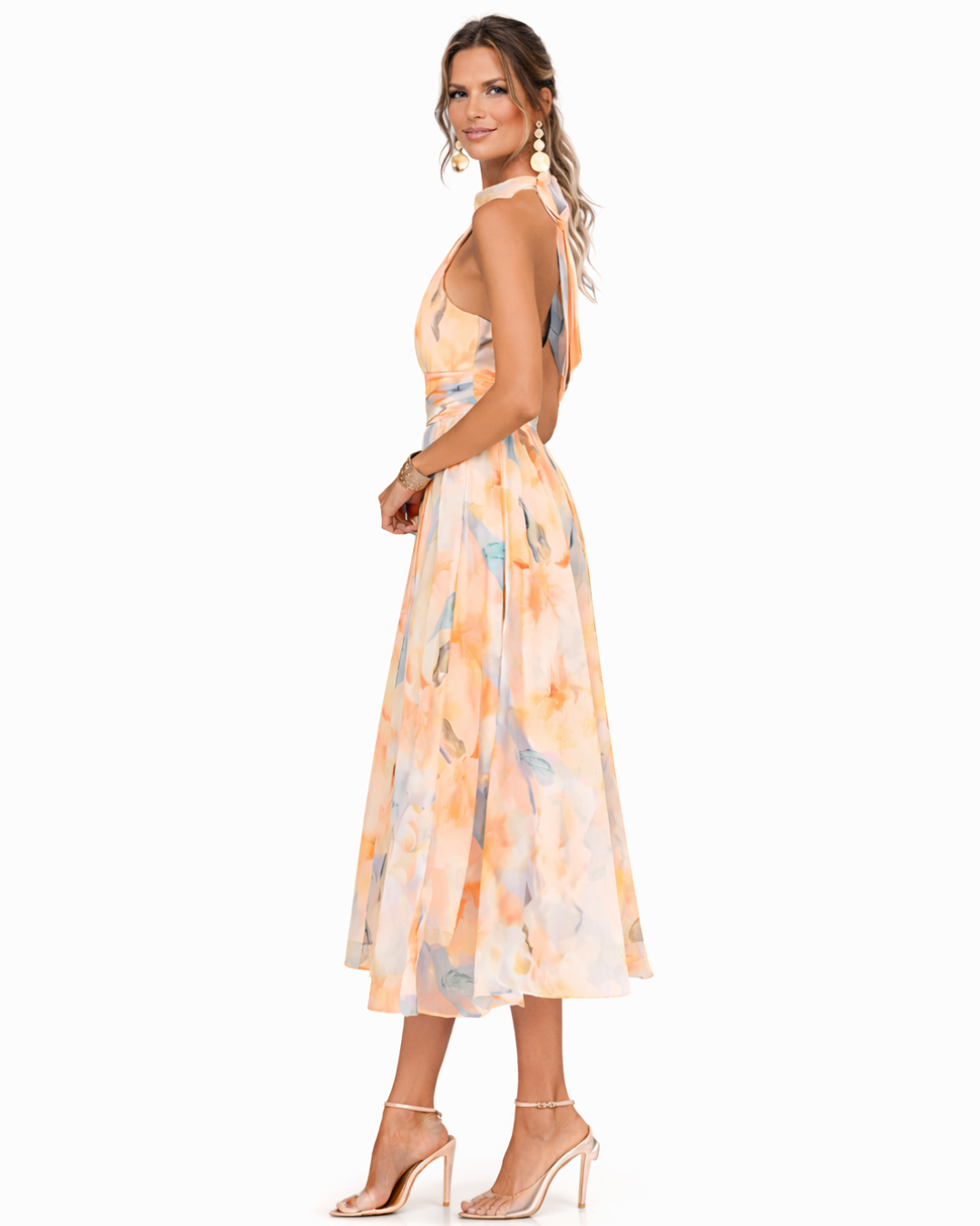 Vionne – Sin tirantes con estampado de acuarela vestido