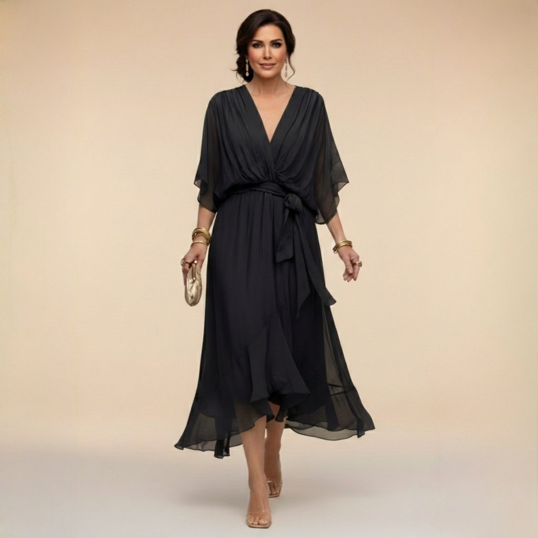 Nevaya – Escote en V transparente vestido