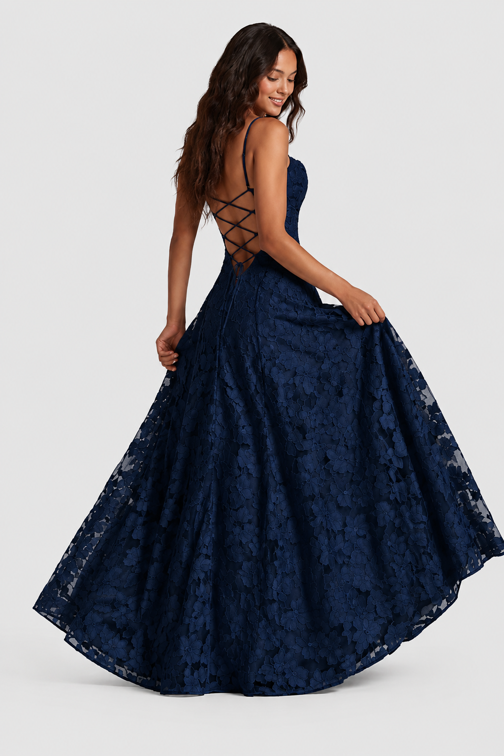 Nerila – Vestido de encaje floral en relieve