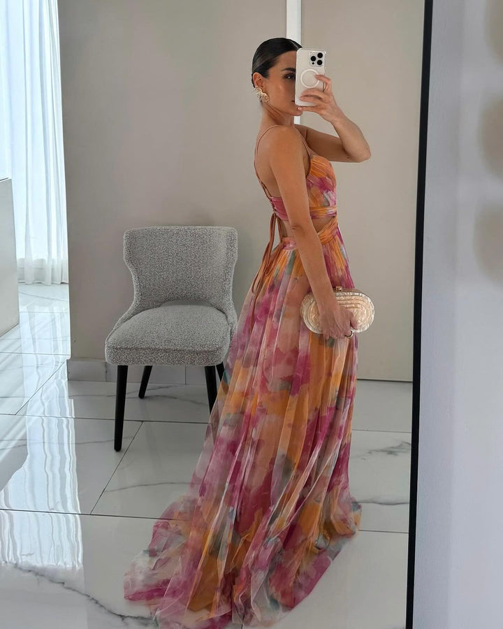 Sevira – corte imperio de gasa vestido maxi