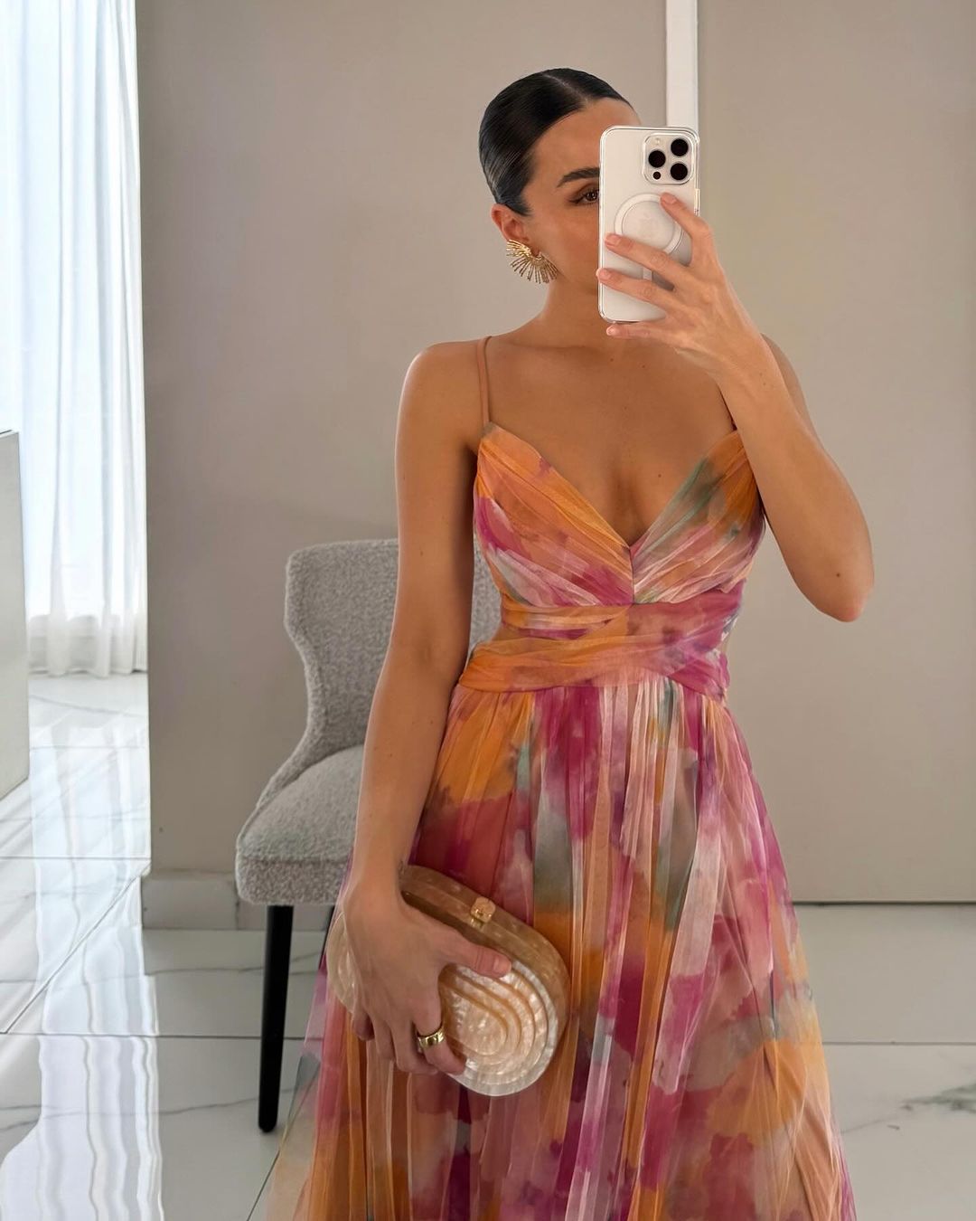 Sevira – Corte imperio de chifón, vestido maxi