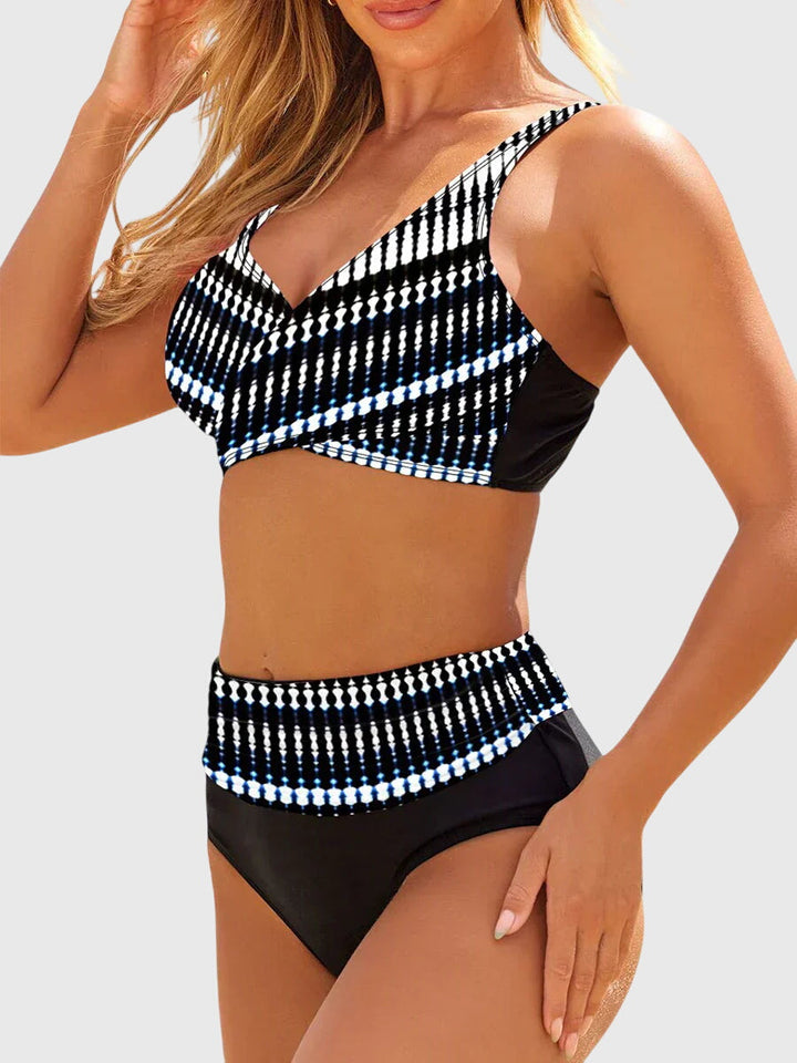 Rivana – Cintura alta de punto elástico, conjunto de bikini