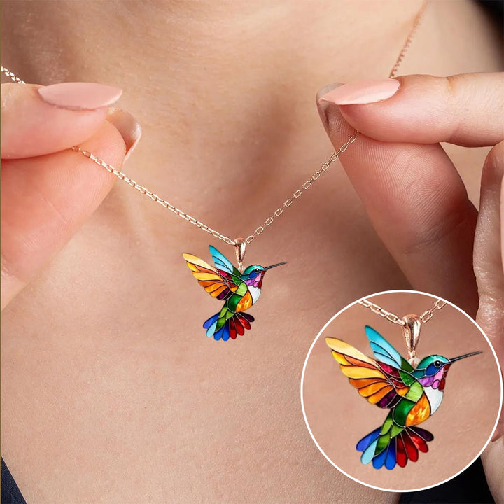 Seriva – Dije de colibrí de acero inoxidable, collar