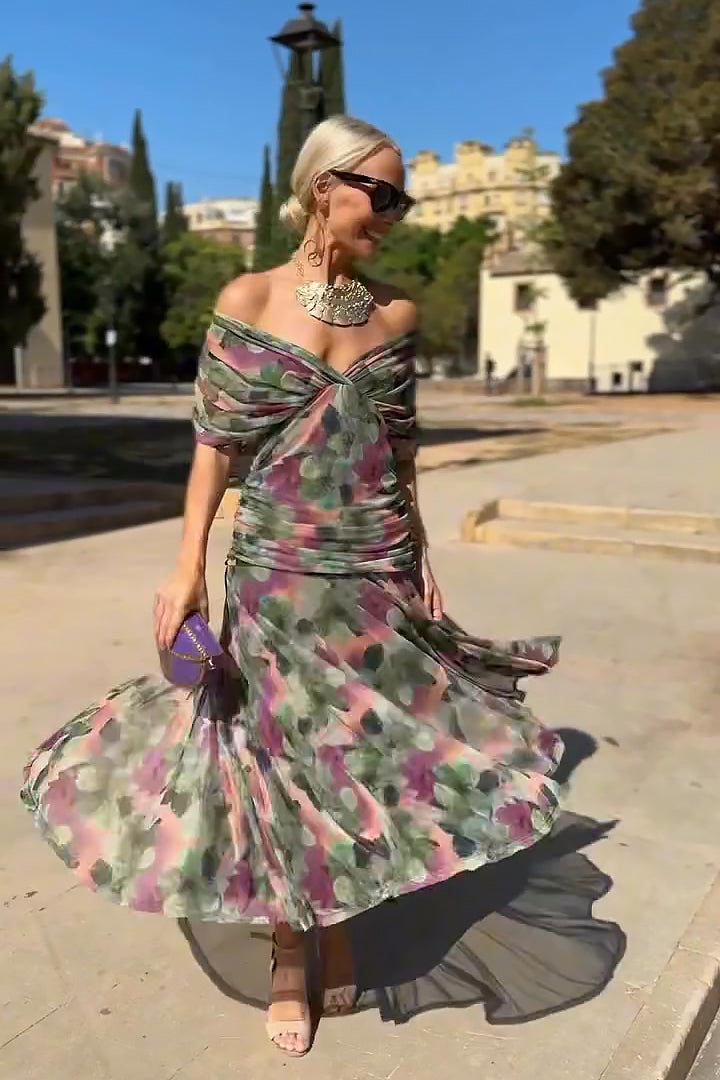 Veyla – Escote en V de punto, vestido maxi