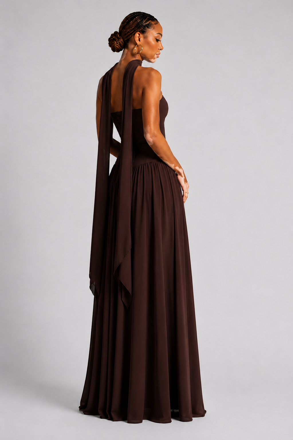 Eryla – Cuello halter, largo maxi, vestido