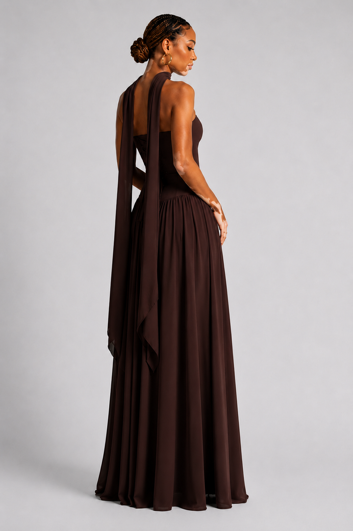 Eryla – Cuello halter, largo maxi, vestido