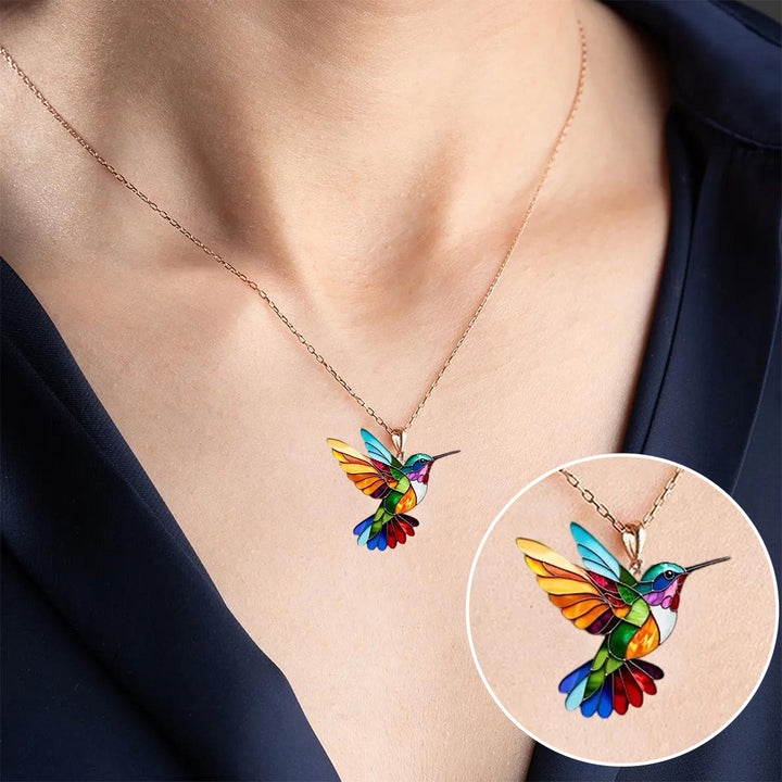 Seriva – Dije de colibrí de acero inoxidable, collar