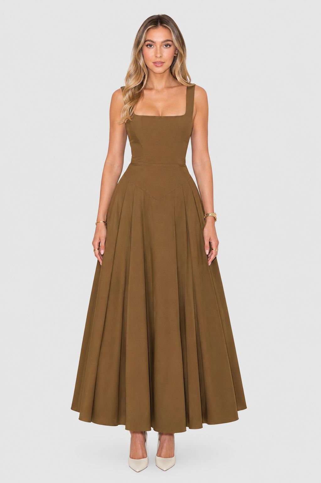 Kelara – Cuello cuadrado de punto vestido