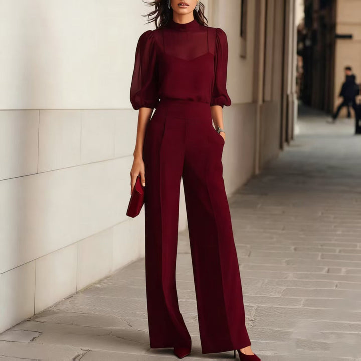 Nivora – Pierna ancha con acabado transparente, conjunto