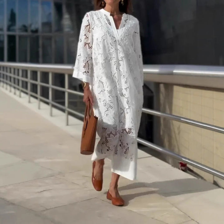 Mevara – Transparente de encaje vestido maxi
