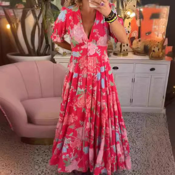 Avyra – Vestido con estampado floral y escote en V