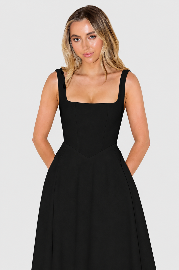 Kelara – Cuello cuadrado de punto vestido