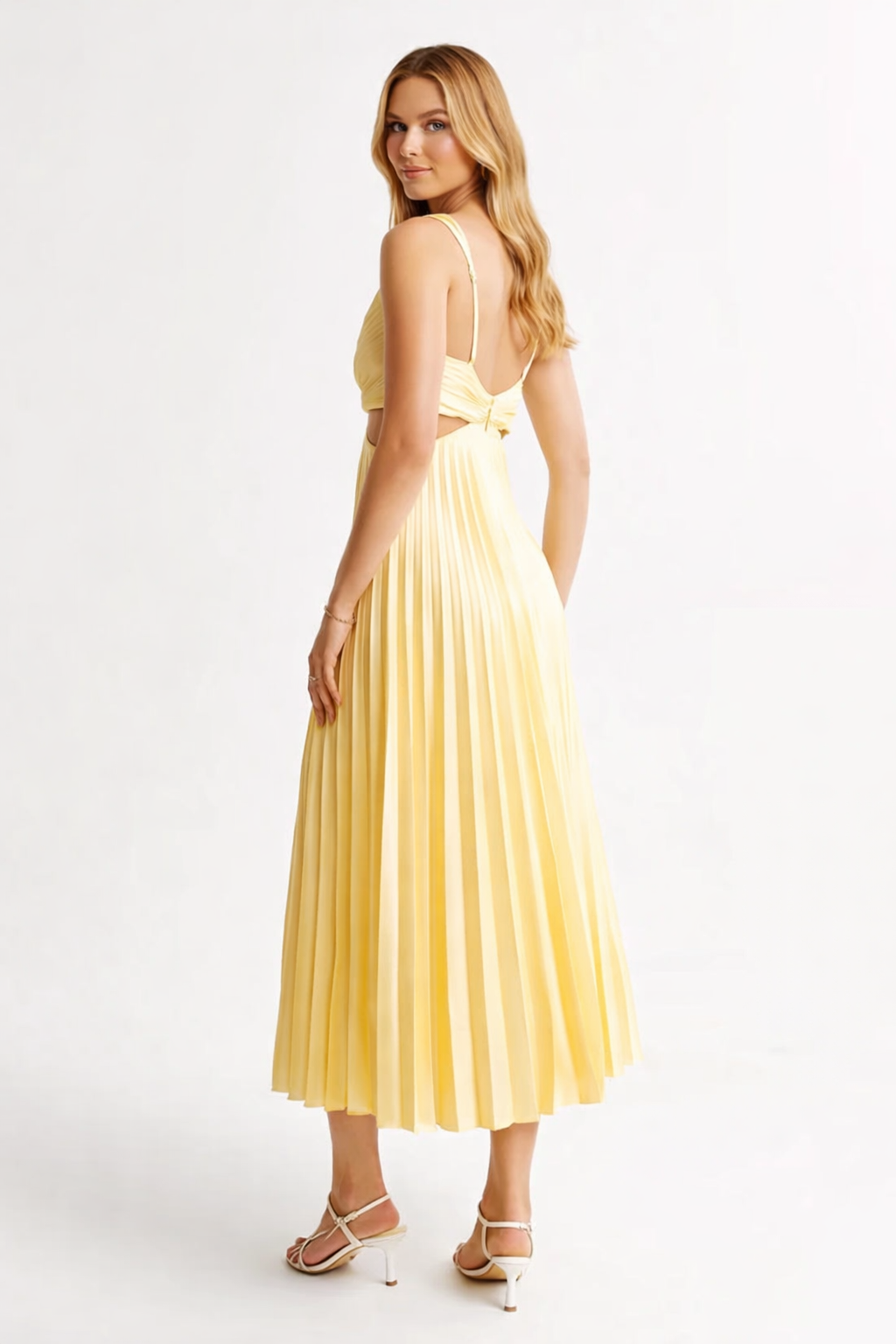 Virela – Maxi drapeado tejido plano vestido