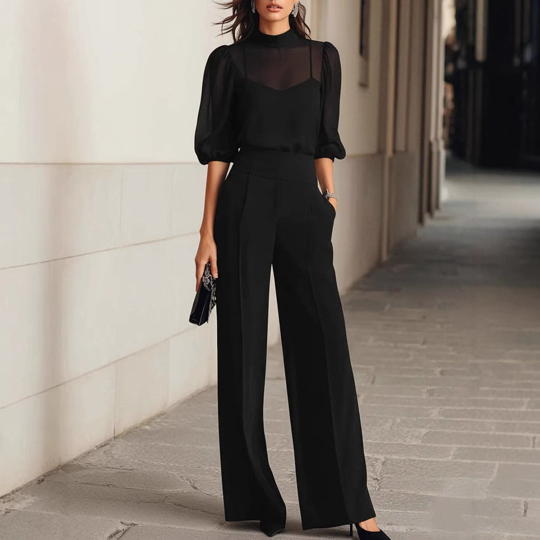Nivora – Pierna ancha con acabado transparente, conjunto