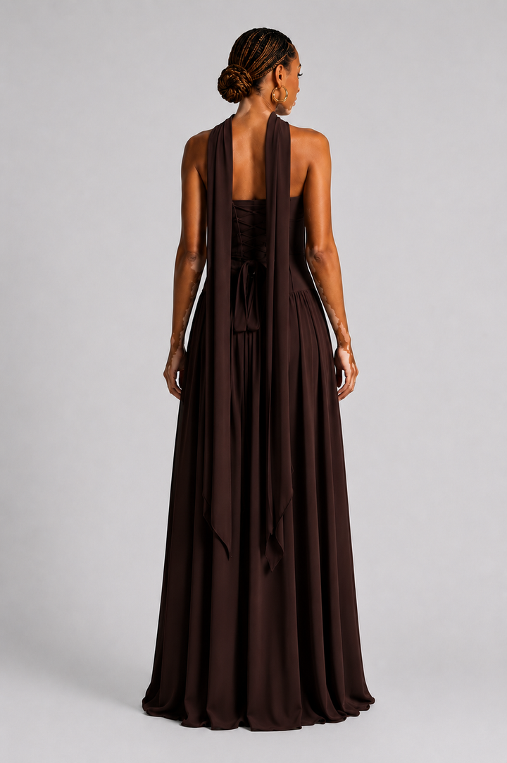Eryla – Cuello halter, largo maxi, vestido