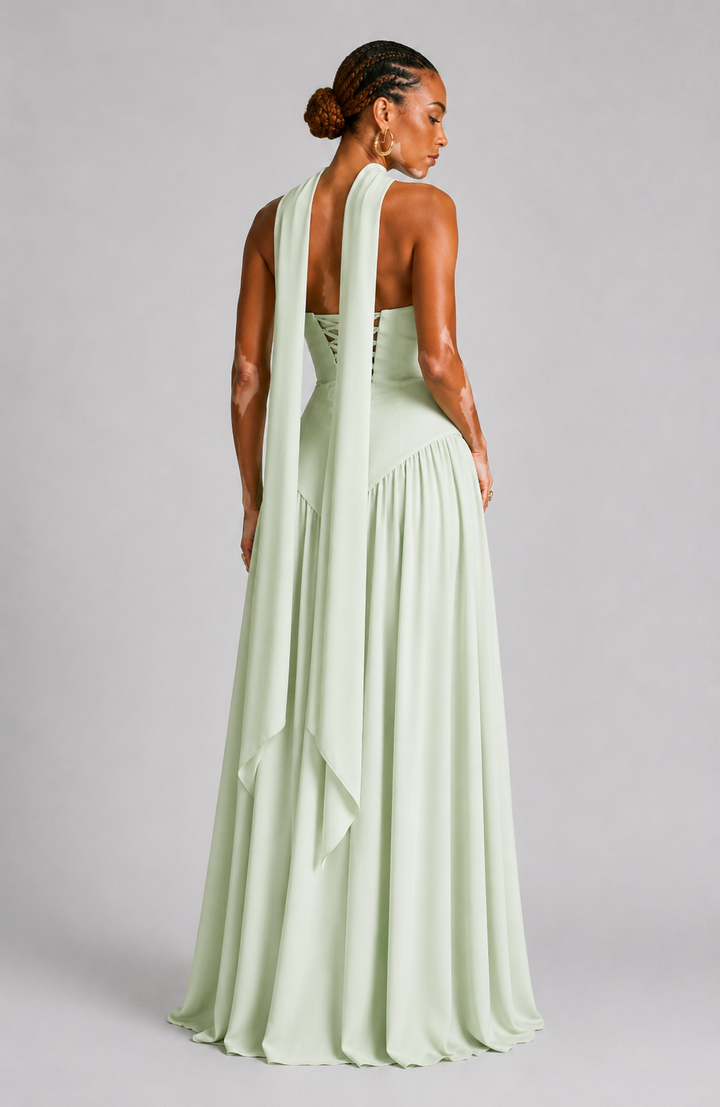 Eryla – Cuello halter, largo maxi, vestido